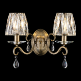 Photograph: Idolite Piti Antique Brass Double Crystal Wall Light Complete With Crystal Shades