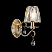 Photograph: Idolite Piti Antique Brass Single Crystal Wall Light Complete With Crystal Shade
