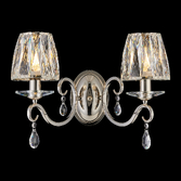 Photograph: Idolite Piti Polished Nickel Double Crystal Wall Light Complete With Crystal Shades