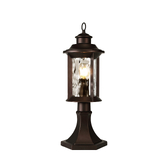 Photograph: Idolite Pulag Antique Bronze/Clear Rippled Glass Exterior Pedestal Lamp - IP54