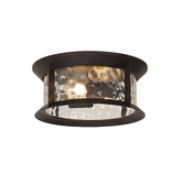 Photograph: Idolite Pulag Antique Bronze/Clear Rippled Glass Flush Exterior Ceiling Light - IP54