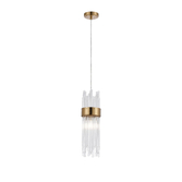Photograph: Idolite Raya Single Pendant, 1 Light E14, IP44, Gold/Clear