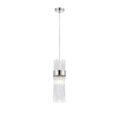 Photograph: Idolite Raya Single Pendant, 1 Light E14, IP44, Polished Nickel/Clear
