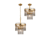 Photograph: Idolite Ronan 30cm Pendant/Semi Ceiling 4 Light E14, Brass/Smoke Glass Rods
