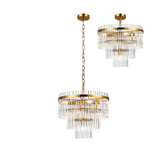 Photograph: Idolite Ronan 45cm Pendant/Semi Ceiling 7 Light E14, Brass/Clear Glass Rods