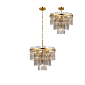 Photograph: Idolite Ronan 45cm Pendant/Semi Ceiling 7 Light E14, Brass/Smoke Glass Rods