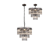 Photograph: Idolite Ronan 45cm Pendant/Semi Ceiling 7 Light E14, Brown Oxide/Smoke Glass Rods