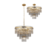 Photograph: Idolite Ronan 60cm Pendant/Semi Ceiling 10 Light E14, Brass/Smoke Glass Rods