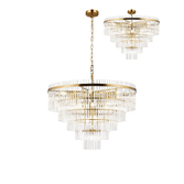 Photograph: Idolite Ronan 77cm Pendant/Semi Ceiling 15 Light E14, Brass/Clear Glass Rods