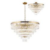 Photograph: Idolite Ronan 96cm Pendant/Semi Ceiling 22 Light E14, Brass/Clear Glass Rods