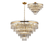 Photograph: Idolite Ronan 96cm Pendant/Semi Ceiling 22 Light E14, Brass/Smoke Glass Rods