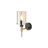 Photograph: Idolite Rose Black And Brass Single Bathroom Wall Light Complete With Amber Glass - IP44