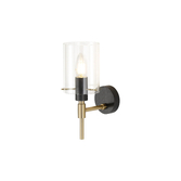 Photograph: Idolite Rose Black And Brass Single Bathroom Wall Light Complete With Clear Glass - IP44