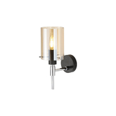 Photograph: Idolite Rose Black And Polished Chrome Single Bathroom Wall Light Complete With Amber Glass - IP44