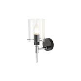 Photograph: Idolite Rose Black And Polished Chrome Single Bathroom Wall Light Complete With Clear Glass - IP44