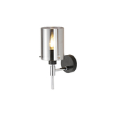 Photograph: Idolite Rose Black And Polished Chrome Single Bathroom Wall Light Complete With Smoked Glass - IP44