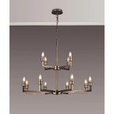 Photograph: Idolite Ruari Matt Bronze 4 + 8, 12 Light Two Tier Pendant Light (Frame Only)