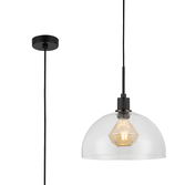 Photograph: Idolite Rumi Black Knurled Pendant Light With Clear Dome Shade