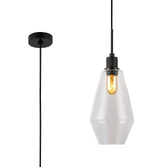 Photograph: Idolite Rumi Black Knurled Pendant Light With Clear Kite Shade