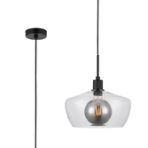 Photograph: Idolite Rumi Black Knurled Pendant Light With Clear Trapezium Shade