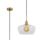 Photograph: Idolite Rumi Brass Knurled Pendant Light With Clear Trapezium Shade