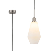 Photograph: Idolite Rumi Satin Nickel Knurled Pendant Light With Opal Kite Shade