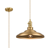 Photograph: Idolite Sejal 35cm 1 Light Braided Pendant: Round Tiered Metal Shade: Brass/Pale Gold/Brass/Gold