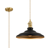 Photograph: Idolite Sejal 35cm 1 Light Braided Pendant: Round Tiered Metal Shade: Brass/Pale Gold/Matt Black/Gold