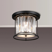 Photograph: Idolite Seko Satin Black 3 Light Flush Crystal Bathroom Ceiling Light - IP44