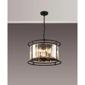 Photograph: Idolite Seko Satin Black 6 Light Crystal Bathroom Pendant Light - IP44