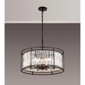 Photograph: Idolite Seko Satin Black 8 Light Crystal Bathroom Pendant Light - IP44