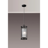 Photograph: Idolite Seko Satin Black Crystal 1 Light Bathroom Pendant Light - IP44