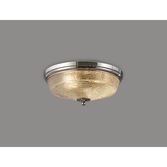 Photograph: Idolite Sheridan Polished Nickel 2 Light Flush Ceiling Light Complete With Prismatic Glass Shade