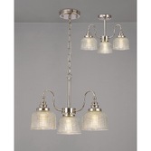 Photograph: Idolite Sheridan Polished Nickel 3 Light Pendant Complete With Prismatic Glass Shades