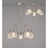 Photograph: Idolite Sheridan Polished Nickel 5 Light Pendant Complete With Prismatic Glass Shades