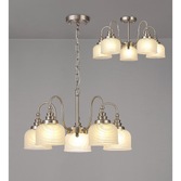 Photograph: Idolite Sheridan Satin Nickel 5 Light Pendant Complete With Frosted Glass Shades