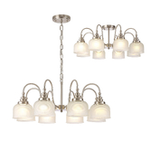 Photograph: Idolite Sheridan Satin Nickel 8 Light Pendant Complete With Frosted Glass Shades