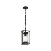 Photograph: Idolite Shrewsbury Downward Facing Black Frame Outdoor Pendant Light Complete With Clear Seeded Glass - IP54