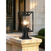 Photograph: Idolite Shrewsbury Downward Facing Black Frame Outdoor Post Light Complete With Clear Seeded Glass - IP54