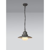 Photograph: Idolite Simons Black And Dark Grey Exterior Pendant Light Complete With Opal Lens - IP44