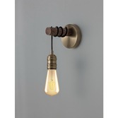 Photograph: Idolite Skylar Medium Oak Single Wall Light C/W Antique Brass Lamp Holder