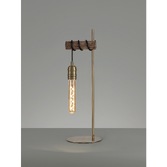 Photograph: Idolite Skylar Medium Oak Table Lamp C/W Antique Brass Lamp Holder