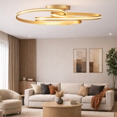 Photograph: Idolite Sleek Gold Double Loop Flush Ceiling Light, 45W LED, Triac Dimmable, 3000K, 4400lm