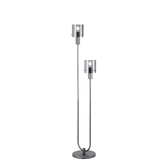 Photograph: Idolite Snowdon 2 Light Floor Lamp In Dark Grey With Smoke Ribbed Glass Shades