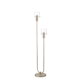 Photograph: Idolite Snowdon 2 Light Floor Lamp In Gold With Clear Ribbed Glass Shades