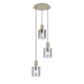 Photograph: Idolite Snowdon 3 Light Cluster Pendant In Gold With Smoke Ribbed Glass Shades