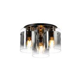 Photograph: Idolite Snowdon 3 Light Flush Ceiling Light In Polished Nickel With Smoke Ombre Glass Shades