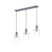 Photograph: Idolite Snowdon 3 Light Linear Pendant In Dark Grey With Clear Ribbed Glass Shades