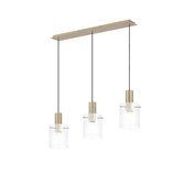 Photograph: Idolite Snowdon 3 Light Linear Pendant In Gold With Clear Ribbed Glass Shades