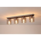 Photograph: Idolite Snowdon 4 Light Flush Linear Ceiling Light In Mocha Complete With Amber Fade Glasses